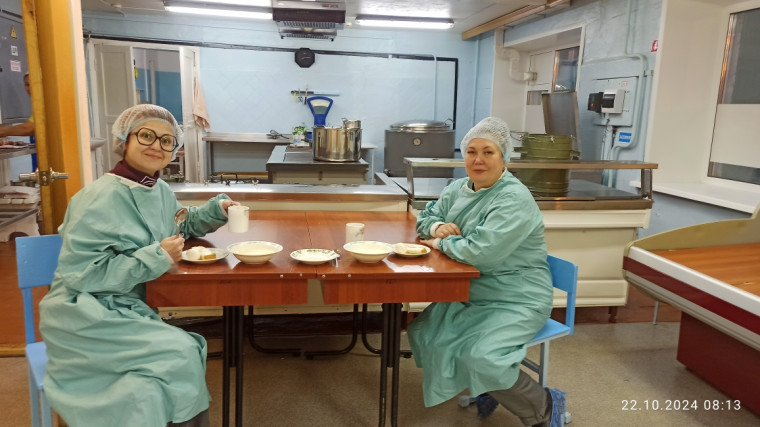 Завтрак в школьной столовой.